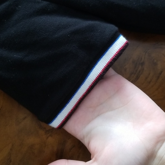 Cable & Gauge Black Striped Knee Length Short Sleeve T-shirt Dress Zip Up Collar - Picture 3 of 8